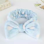 Load image into Gallery viewer, Baby blue Child and Adult Hair Ties. Hair bands. Animal Print Head bands. Edge Protection hair tie. Baby blue polka dot
