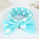 Load image into Gallery viewer, Teal Elastic Headband. Elastic Head band tie. Polkadot Head Bands.
