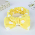 Load image into Gallery viewer, Yellow Child and Adult Hair Ties. Hair bands. Animal Print Head bands. Edge Protection. Yellow Polka dot hair tie.

