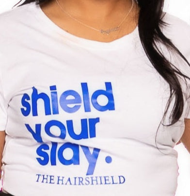 Shield your hair. T-Shirts. Hair T-Shirts. Cotton T-Shirts.
